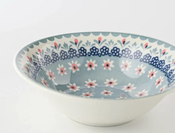 波蘭風美濃燒碗 14.5cm- 藍+粉紅款圖案設計放大圖片